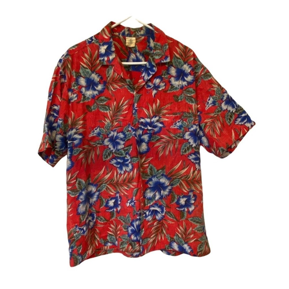 Royal Creations Hawaii Camp Aloha Tiki Red Shirt XL